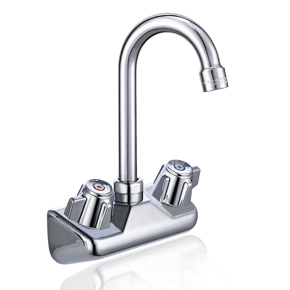 Sepaitek 4-inch center sink faucet wall mount for space-saving commercial kitchens.