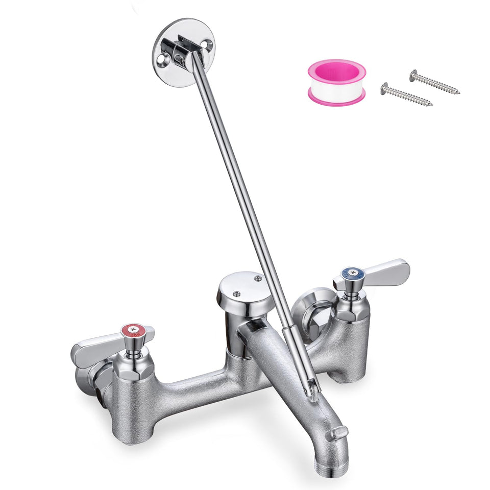 Sepaitek mop sink faucet front view shows durable brass construction for outdoor use