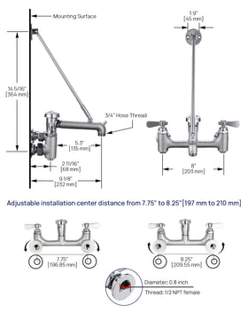 Sepaitek mop sink faucet side view highlights wall-mounted installation