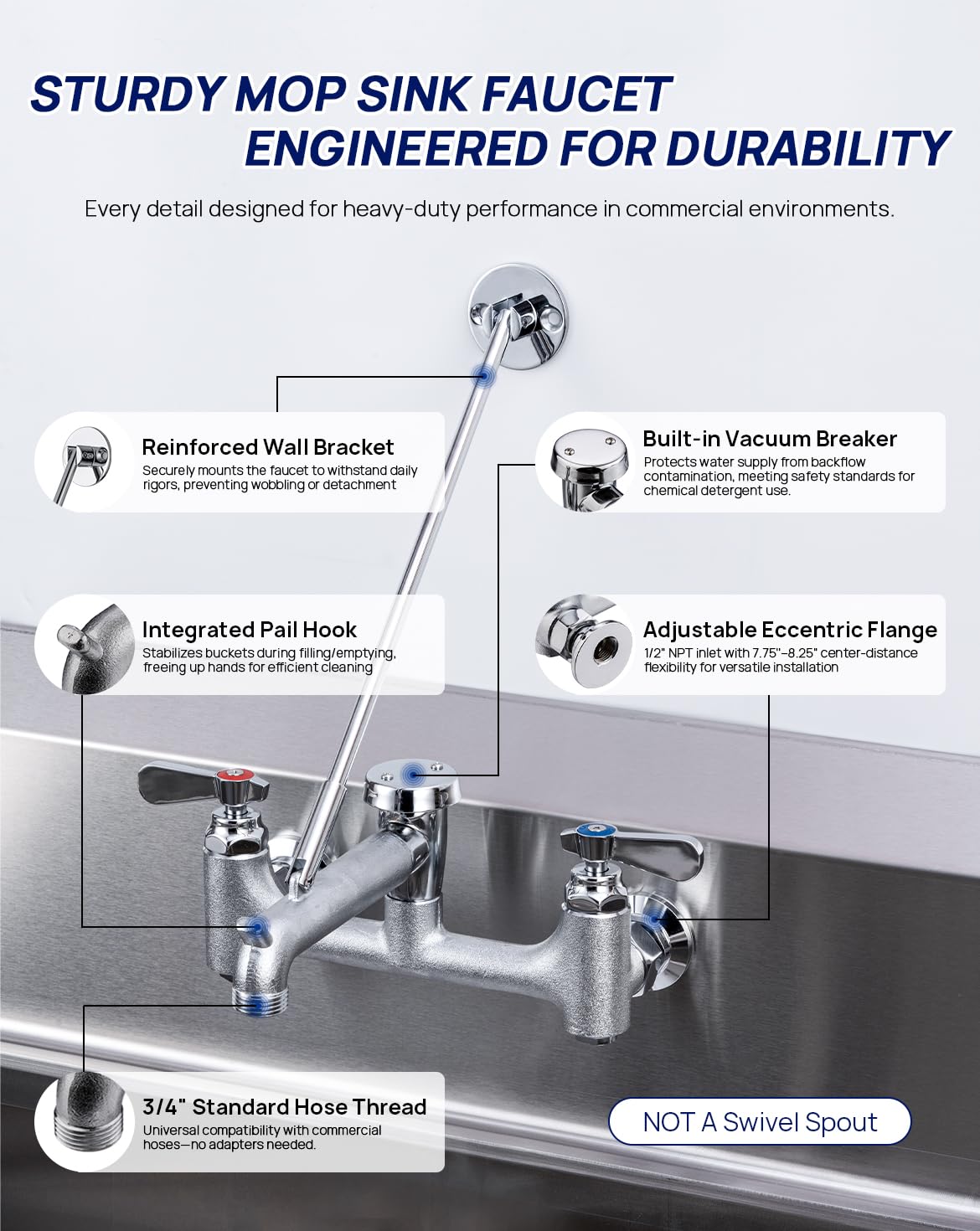 Sepaitek mop sink faucet vacuum breaker ensures backflow prevention
