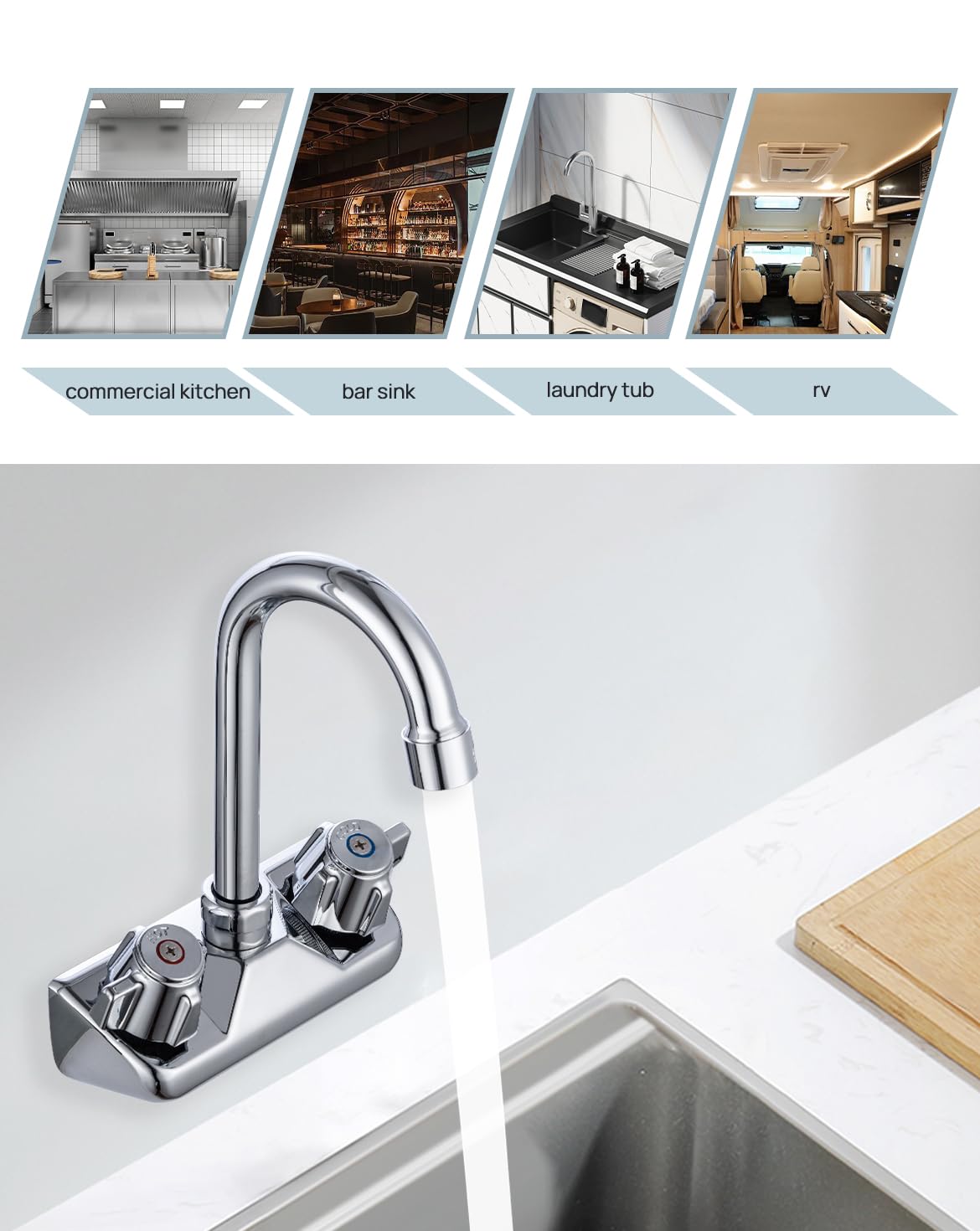 Sepaitek polished chrome finish resists rust in high-use environments.