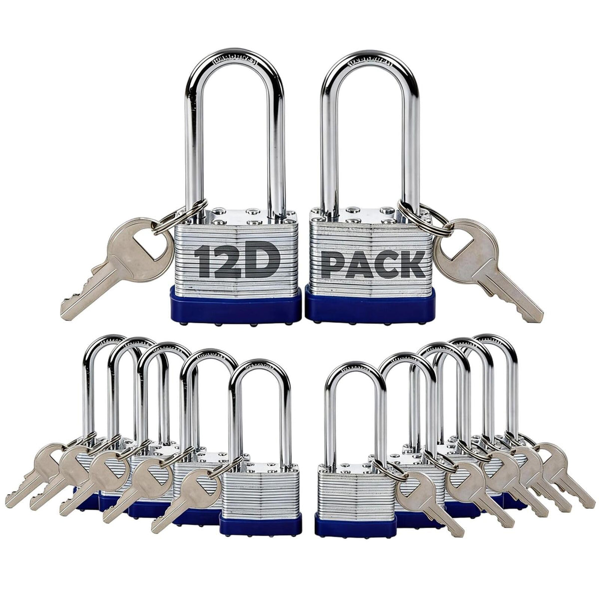 SEPOX 12-pc laminated padlocks with different keys for secure locker organization