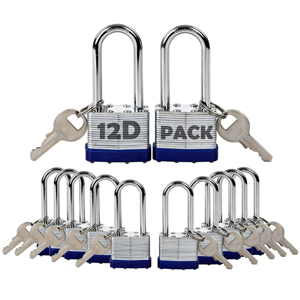 SEPOX 12-pc laminated padlocks with different keys for secure locker organization