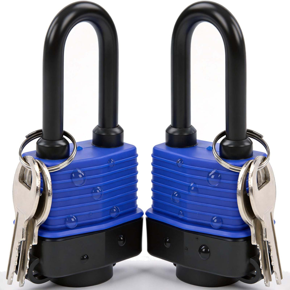 SEPOX heavy-duty 44mm padlock close-up reveals laminated steel body for outdoor security