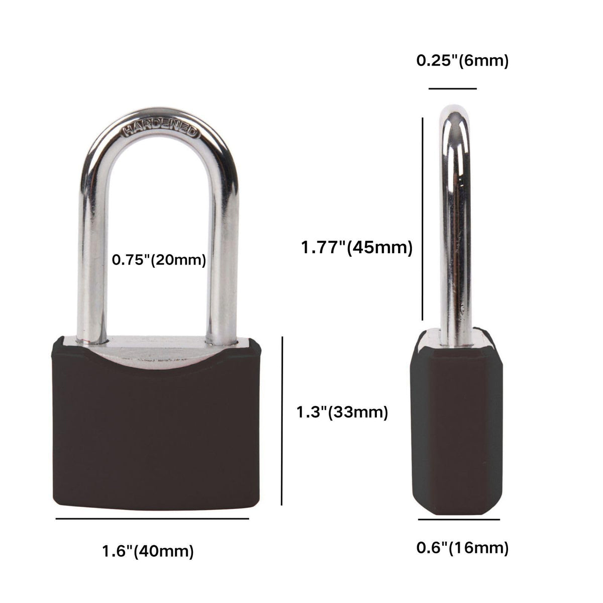 Close-up of SEPOX padlock body emphasizing durable solid steel alloy construction