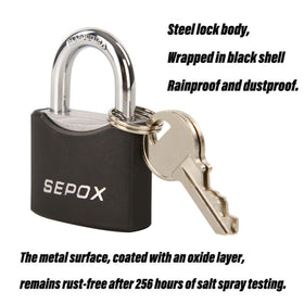 SEPOX padlock durable black coating endures harsh weather
