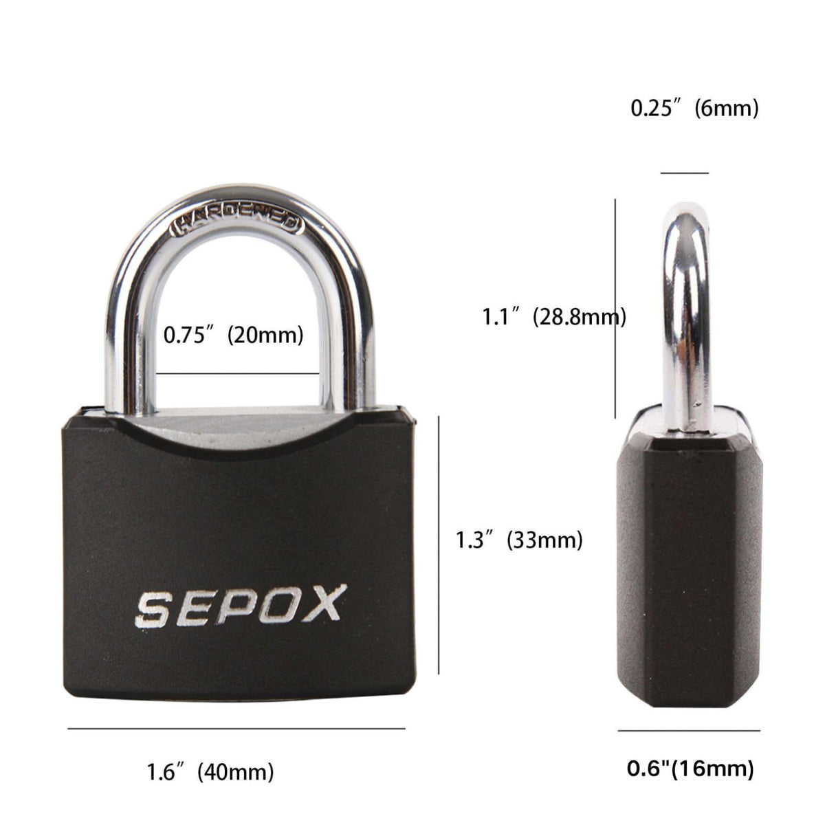 SEPOX padlock rust-resistant brass pin cylinder resists corrosion