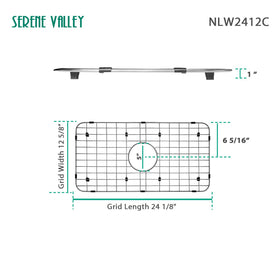 Serene Valley stainless grid highlights corner radius for fit alignment.