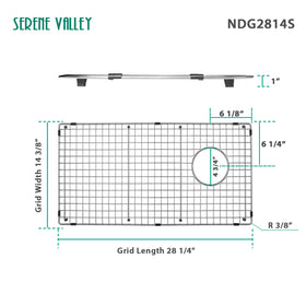 Serene Valley NDG2814S grid corner radius detail for accurate sink compatibility