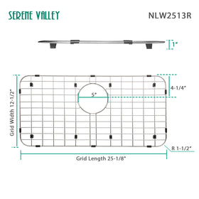 Serene Valley NLW2513R grid rear drain highlights efficient water flow for hand washing.