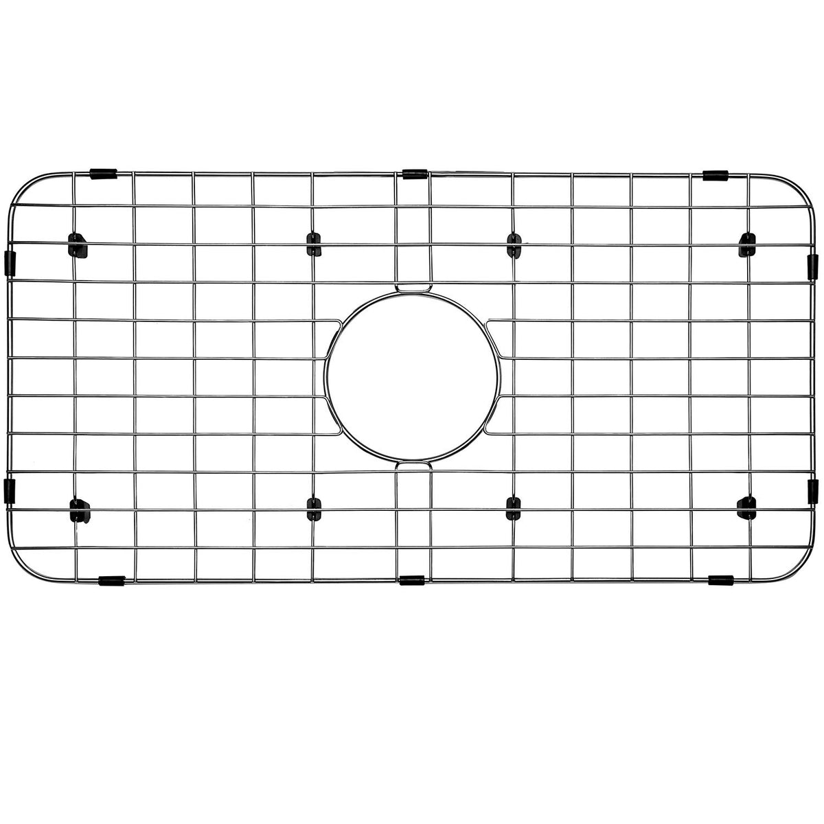 Serene Valley sink bottom grid fits 24-1/8 by 12-5/8 inches with center drain.