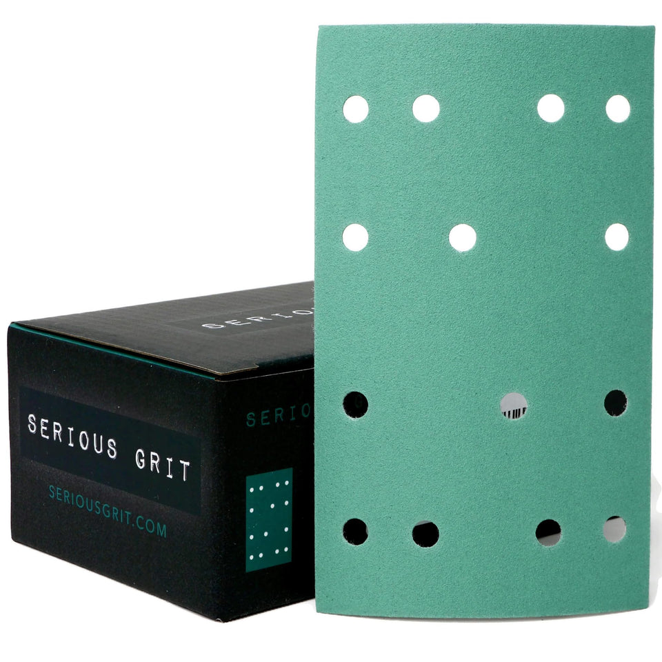 Serious Grit 14-hole sheet assembly view for precision sanding.