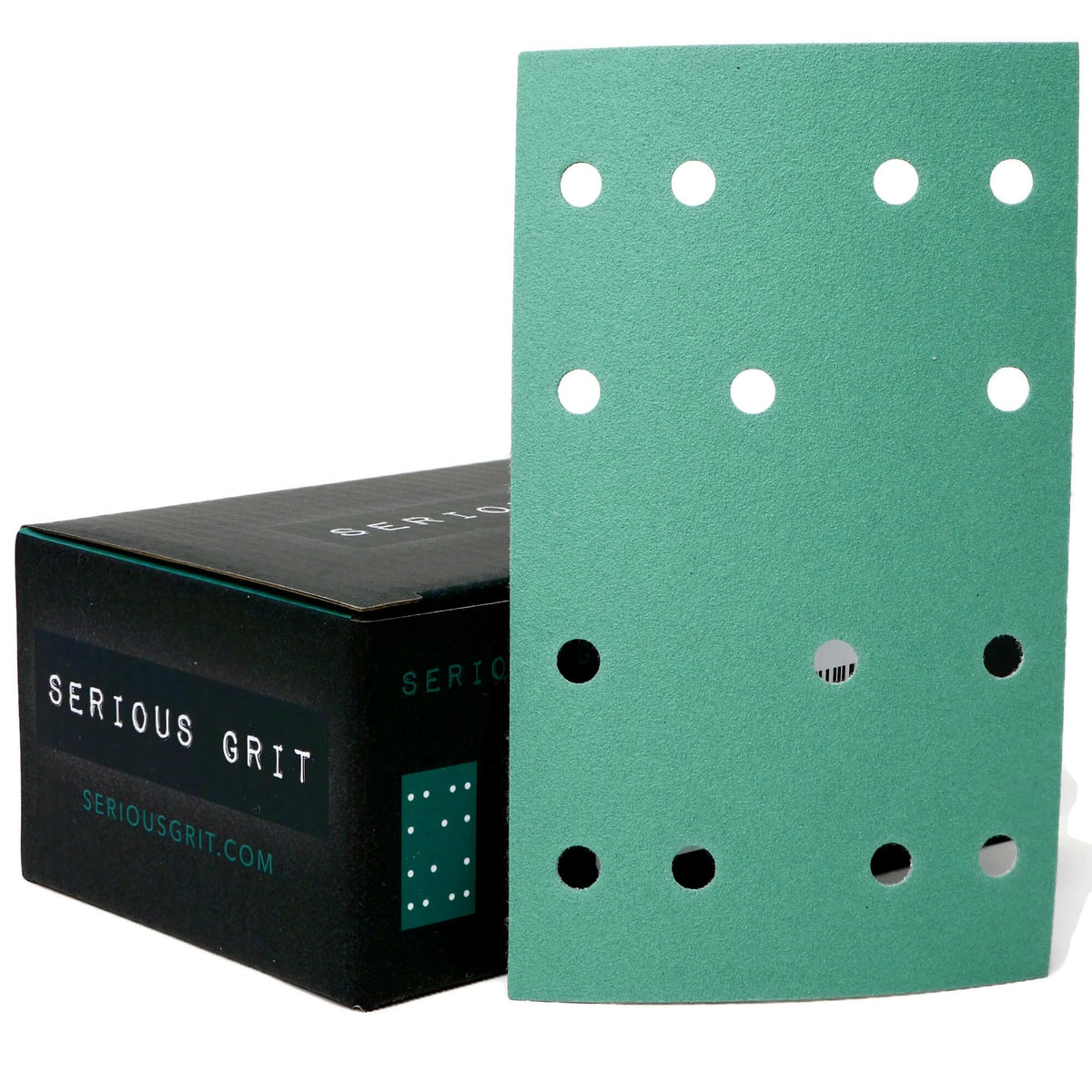 Serious Grit 180-grit sanding sheet mounted on Festool RTS 400 for smooth wood prep.