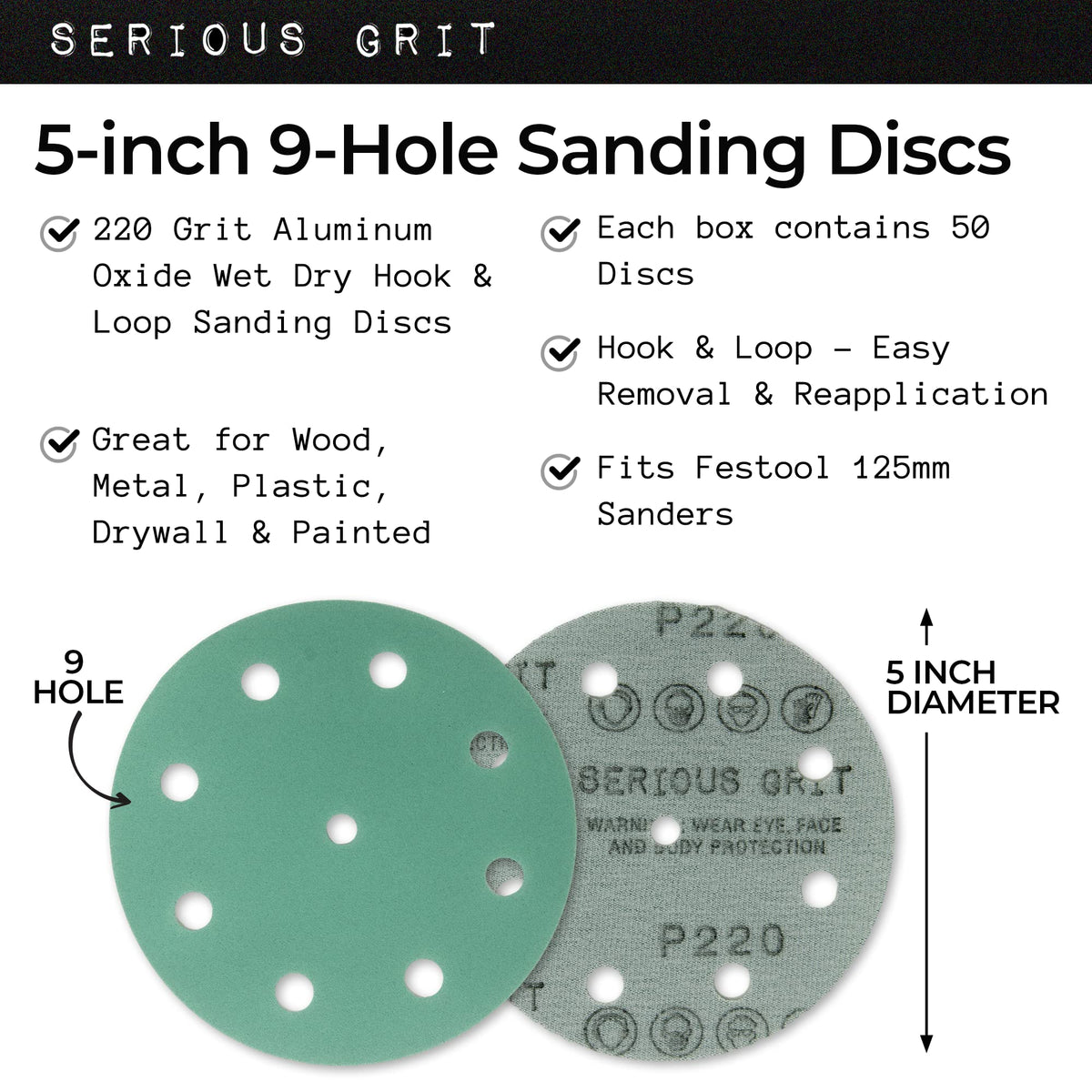 Durable backing on Serious Grit disc offers reliable reuse on tough surfaces