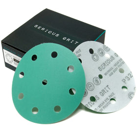 Serious Grit 5-inch 9-hole 320-grit disc for precise sanding and smooth finishes.
