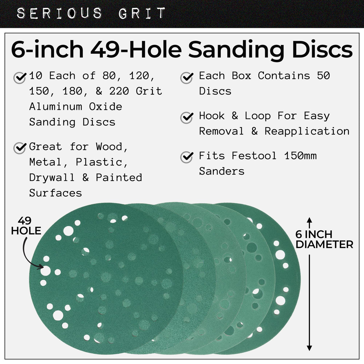 Serious Grit 120-grit disc delivering a smoother finish on painted surfaces.