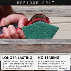 Serious Grit 220 grit triangle sanding sheet for final prep and finish