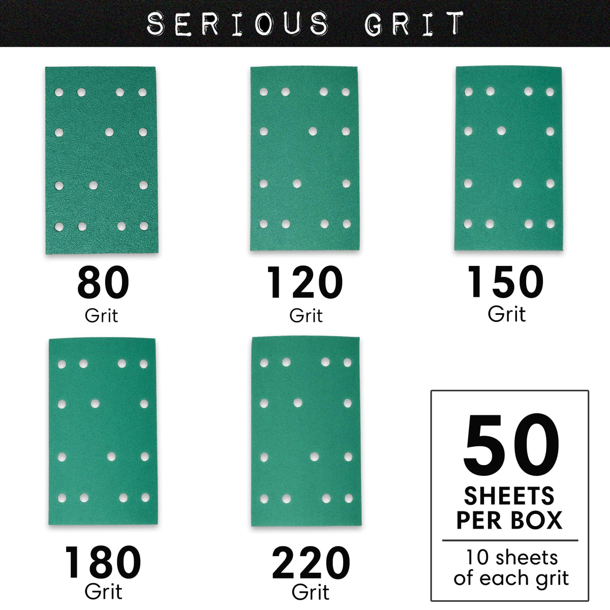 Anti-clog coating on Serious Grit sheet reduces dust buildup during sanding.