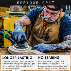 Anti-clog zinc stearate coating reduces dust buildup on Serious Grit discs.