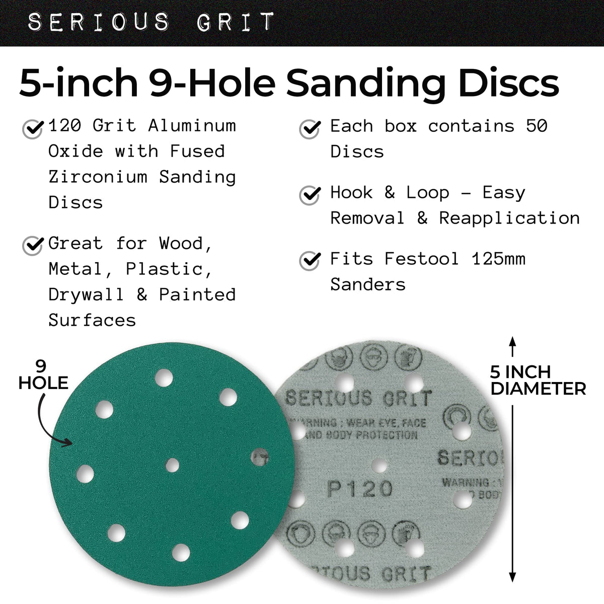 Serious Grit Festool-compatible disc enhances dust management and edge stability.