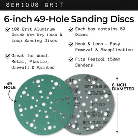 Serious Grit fits Festool 150-series sanders for seamless compatibility.
