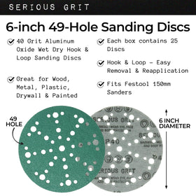 Serious Grit discs fit Festool sanders for secure attachment during precise sanding.