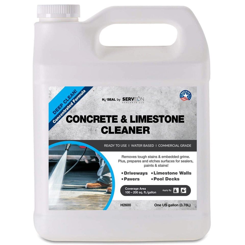 Serveon Sealants Concrete Cleaner bottle pour for fast cleaning on driveways and patios.