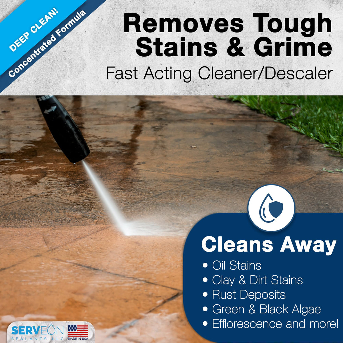 Serveon Sealants Concrete Cleaner being diluted with water for safe use.
