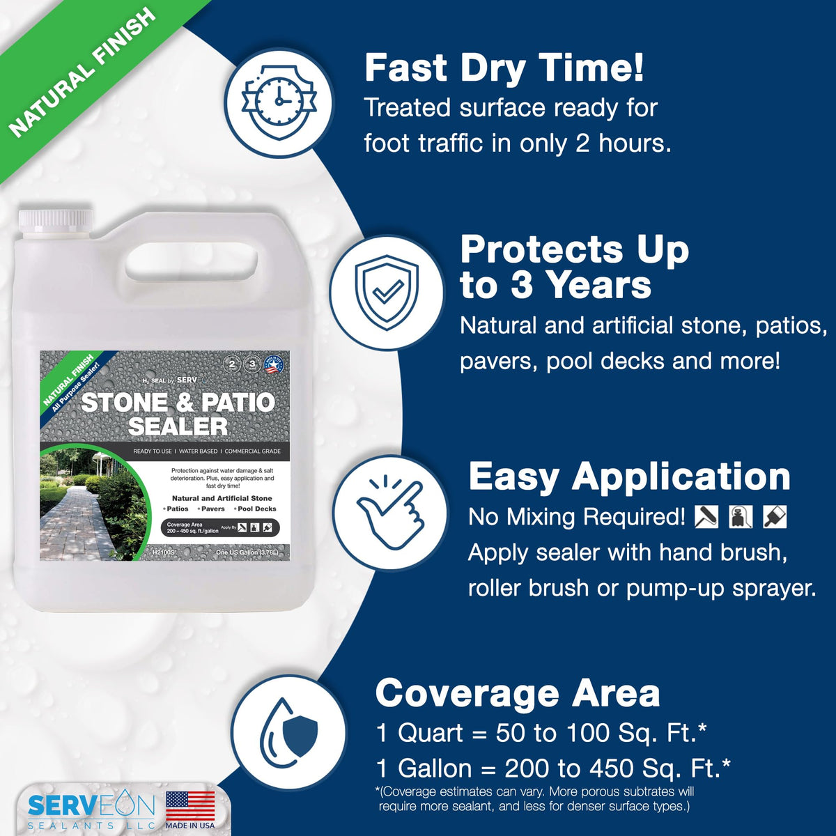 Serveon Sealants H2100S made in USA label signals quality and local support.