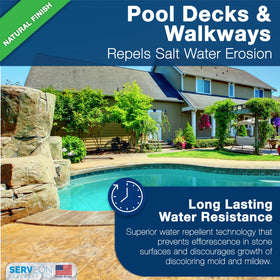 Serveon Sealants H2100S outdoor patio sealer provides water-repellent protection on stone surfaces.