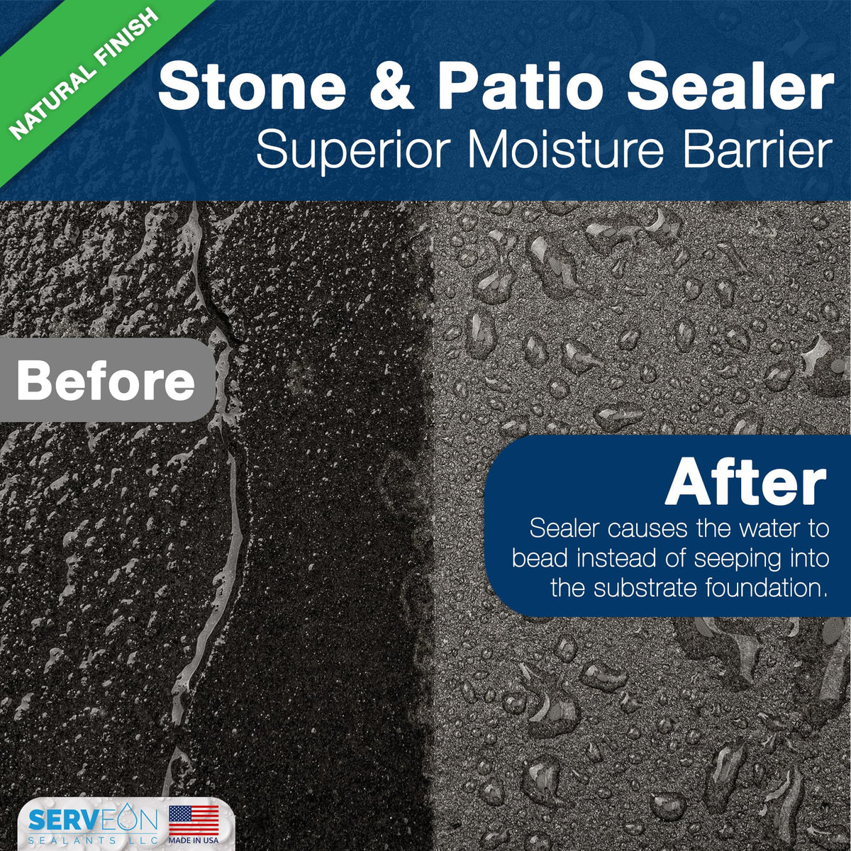 Serveon Sealants H2100S roller application ensures quick, even coverage for patios and walkways.