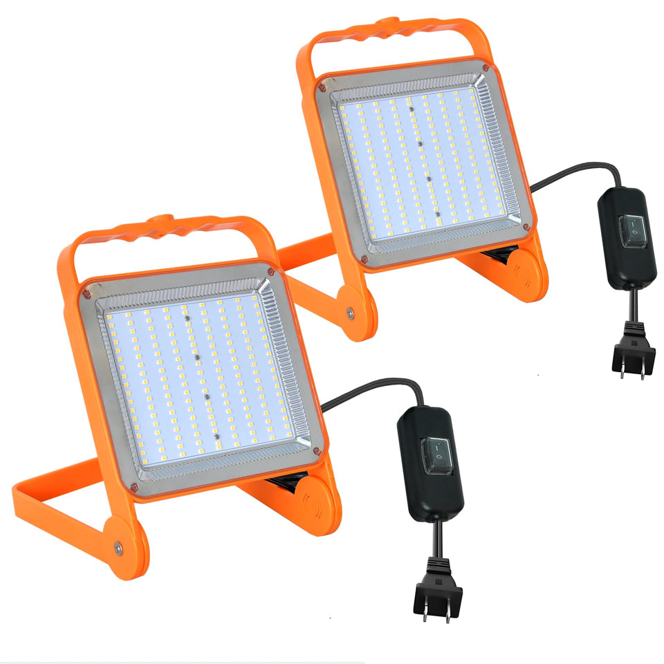 SETEN 2-pack 50W LED work light, front view, bright workshop illumination.