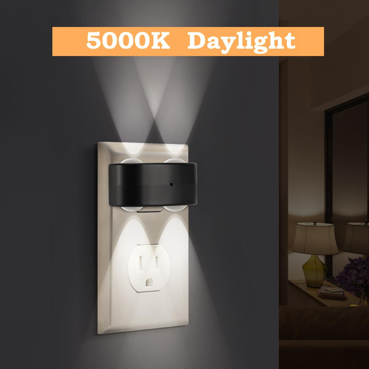 SETEN daylight night light provides a bright, clear glow for bedrooms and nurseries.
