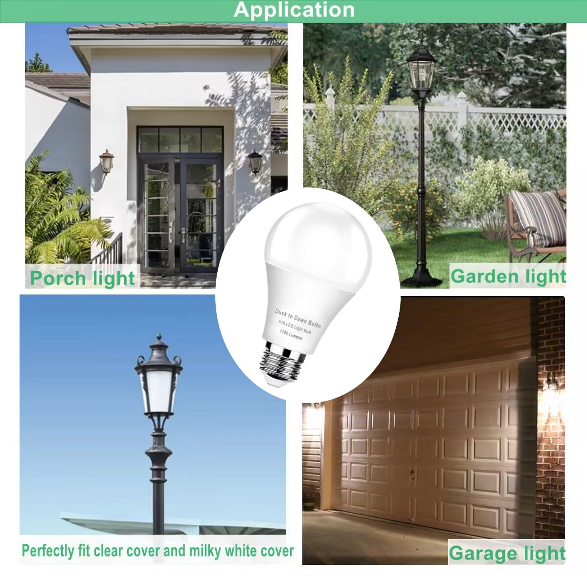 SETEN dusk-to-dawn LED bulb installed in a garage fixture for clear night visibility