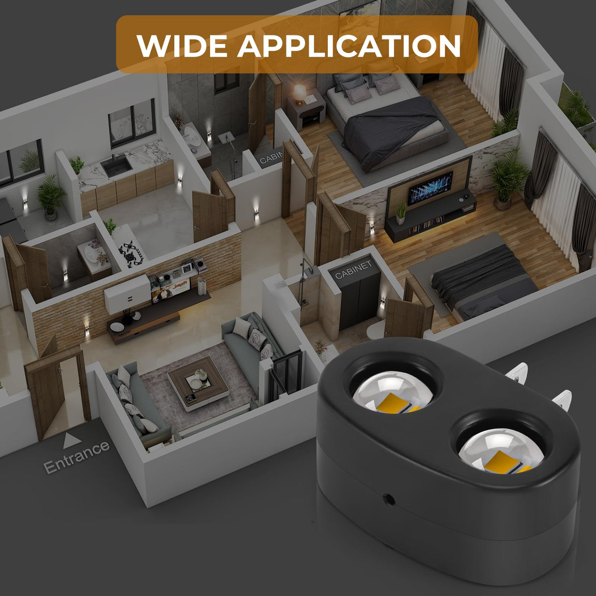 SETEN LED lights require no batteries or tools for quick setup.