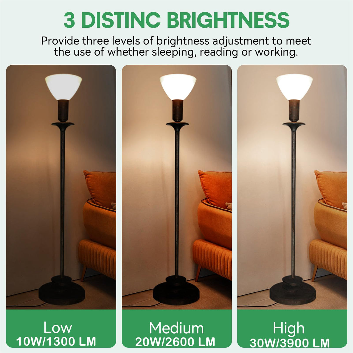 SETEN Mogul base LED bulb in 20W setting provides brighter task lighting for clarity.