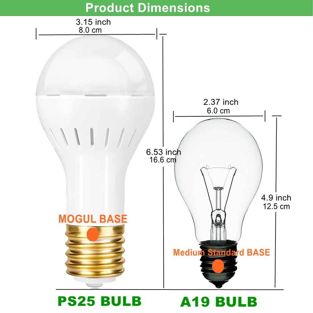 SETEN Mogul base LED bulb in 30W setting offers strong illumination for larger rooms.
