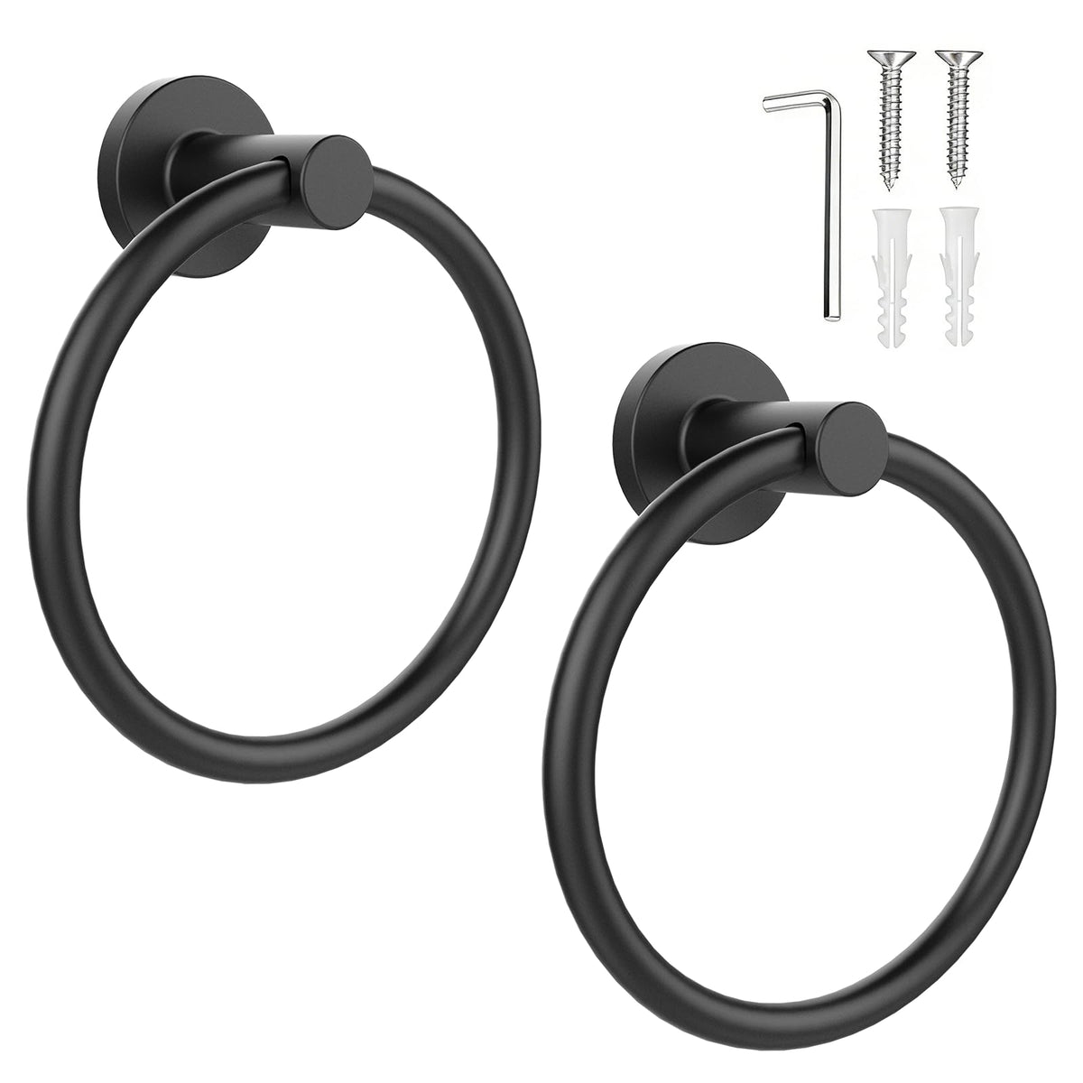 SetSail matte black towel holder wall 2-pack for chic bathroom organization