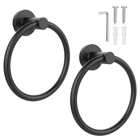 SetSail matte black towel holder wall 2-pack for chic bathroom organization