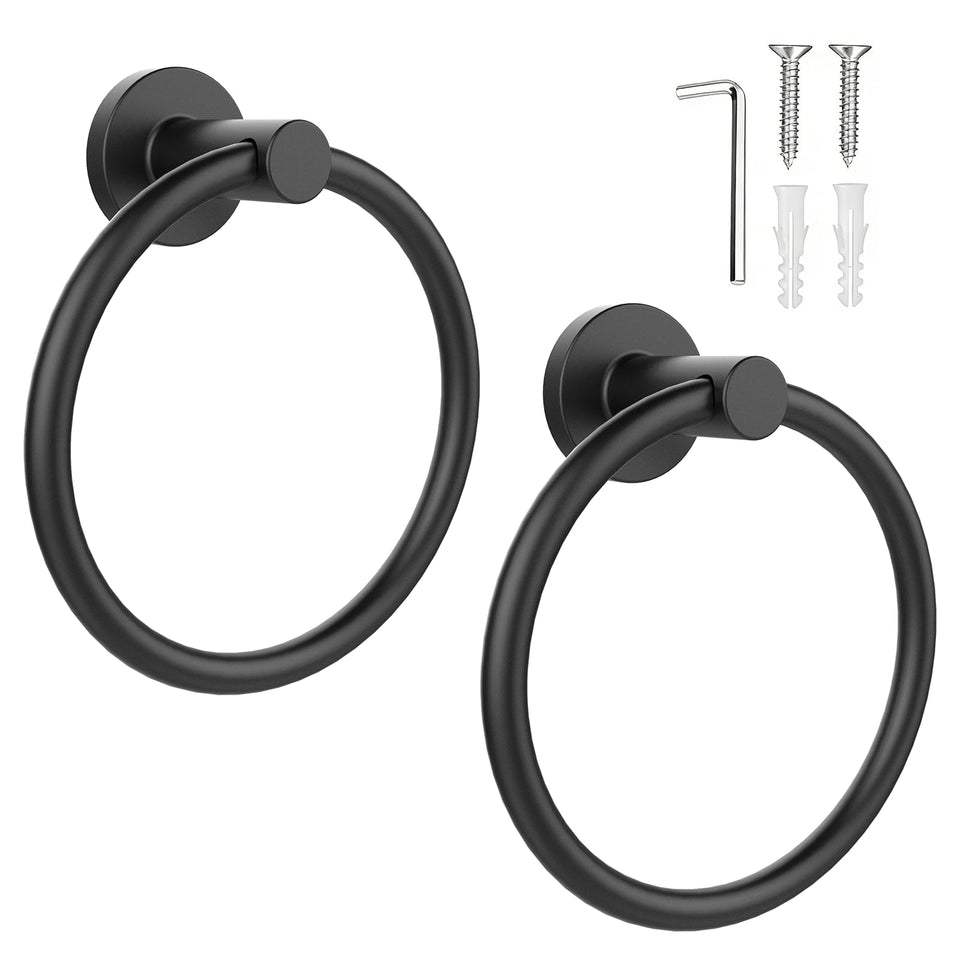 SetSail matte black towel holder wall 2-pack for chic bathroom organization
