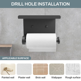 SetSail toilet paper holder with shelf in matte black finish for modern bathrooms