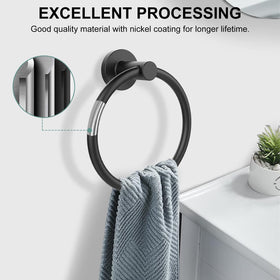 SetSail towel-holder decor-matte-black adds modern style to baths.