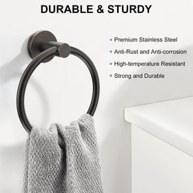 SetSail screw-in towel ring in stainless steel for durable use.