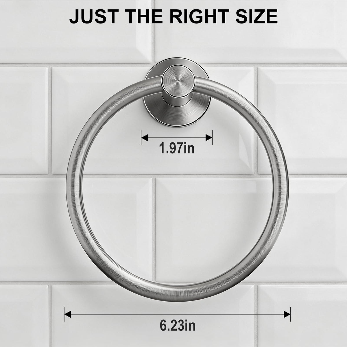 SetSail stainless steel towel ring offers rust resistance for showers and sinks