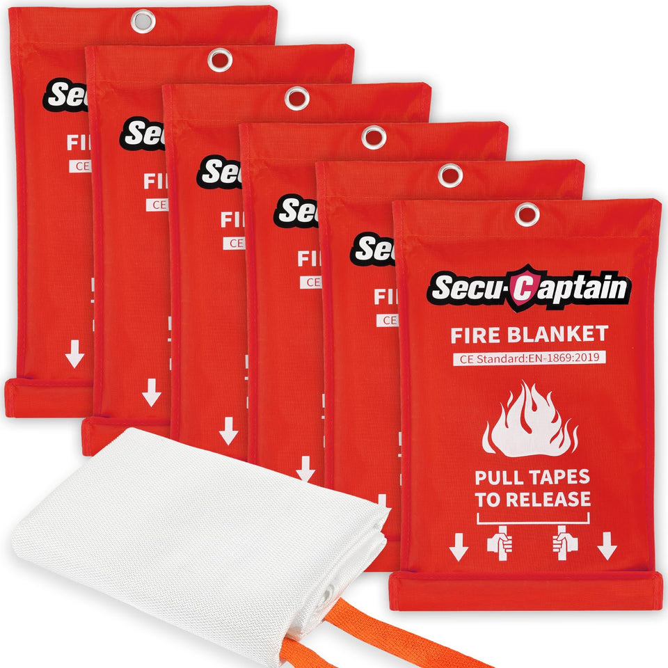 SecuCaptain emergency fire blanket folded and stored for quick access.