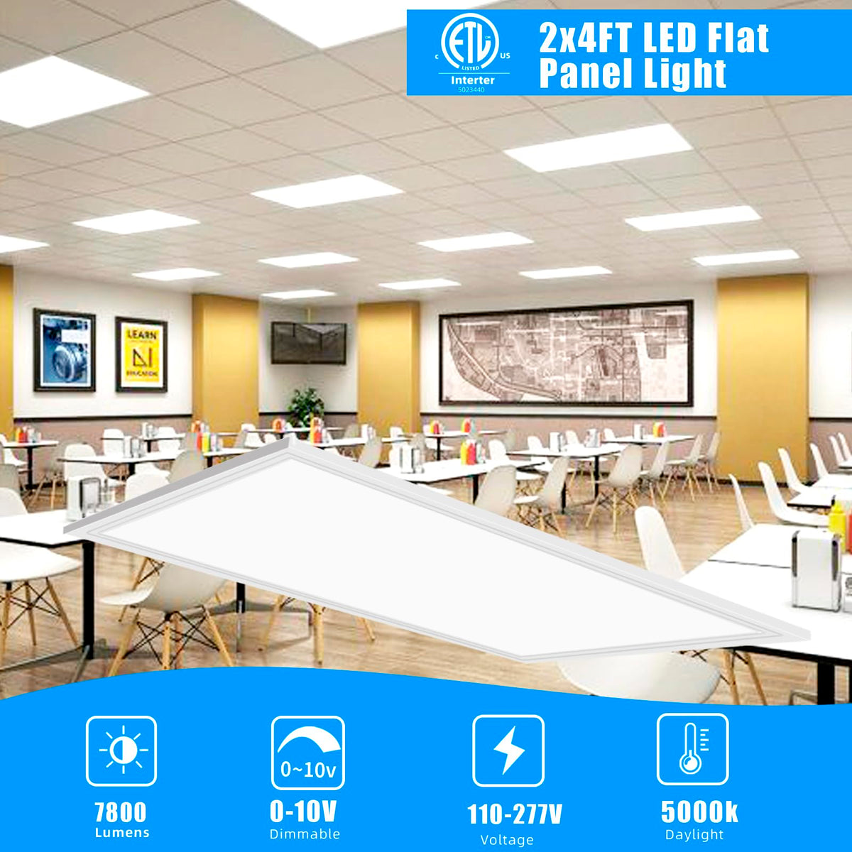 SEURON 4-pack 2x4 LED panel dimmable 0-10V in use