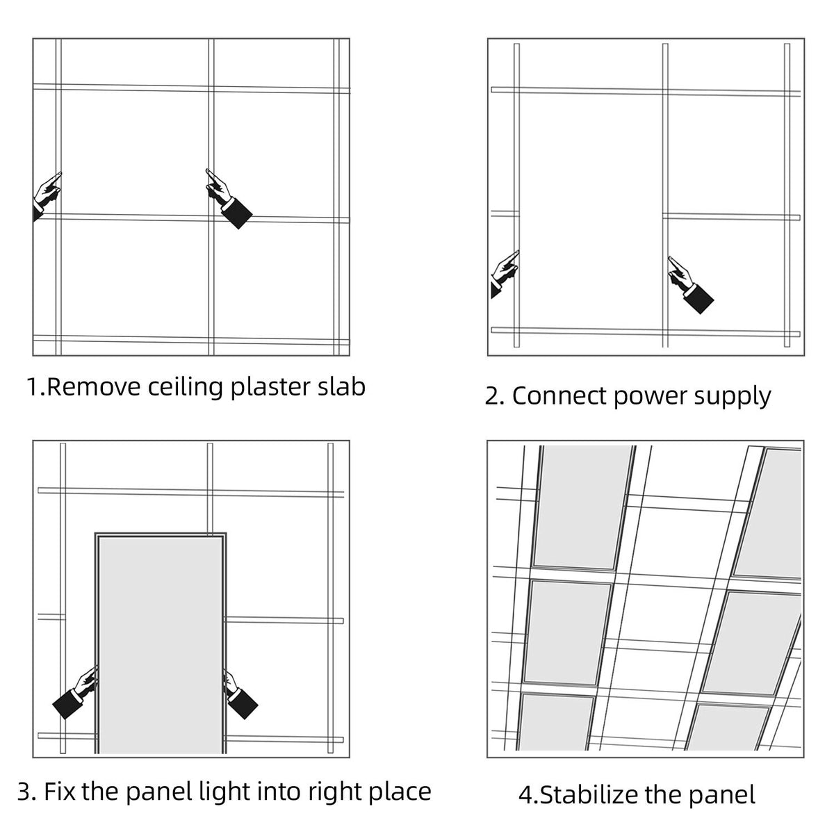 SEURON 4-pack 2x4 LED panel flicker-free operation