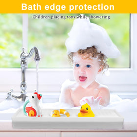 Sevflow edge protector prevents splashes during dish washing near the sink area.