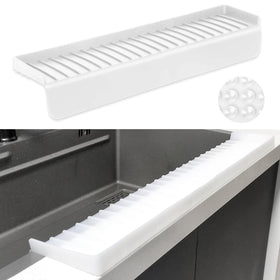 Sevflow silicone sink edge protector front view protects countertops from chips and spills.