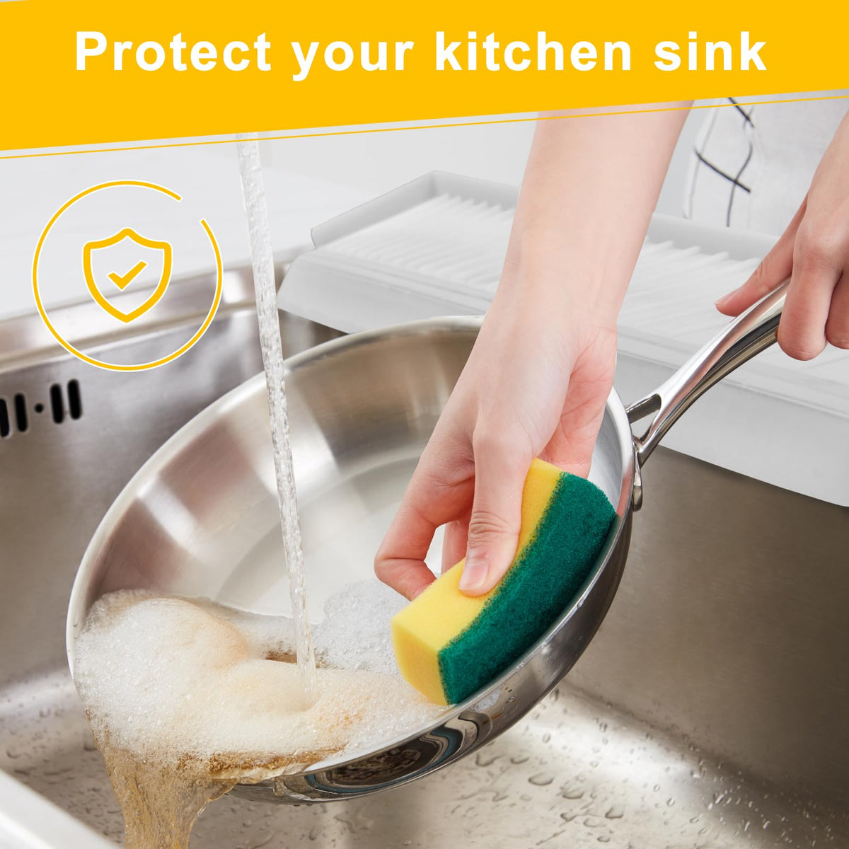 Sevflow silicone guard usable in kitchen or bathroom for granite countertop protection.